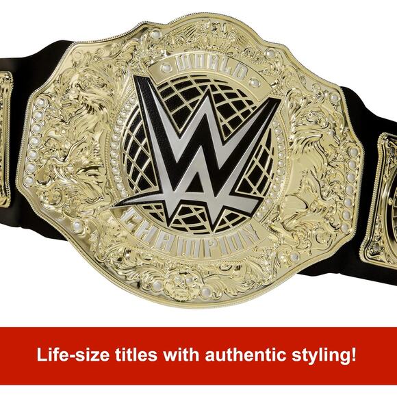WWE Championship Belt Adult Black Gold Roleplay Costume Toy Wrestling Title - Picture 3 of 6